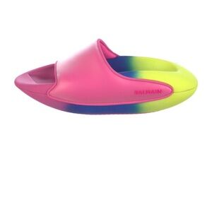 Balmain Pink and Neon Yellow Ombre Slides